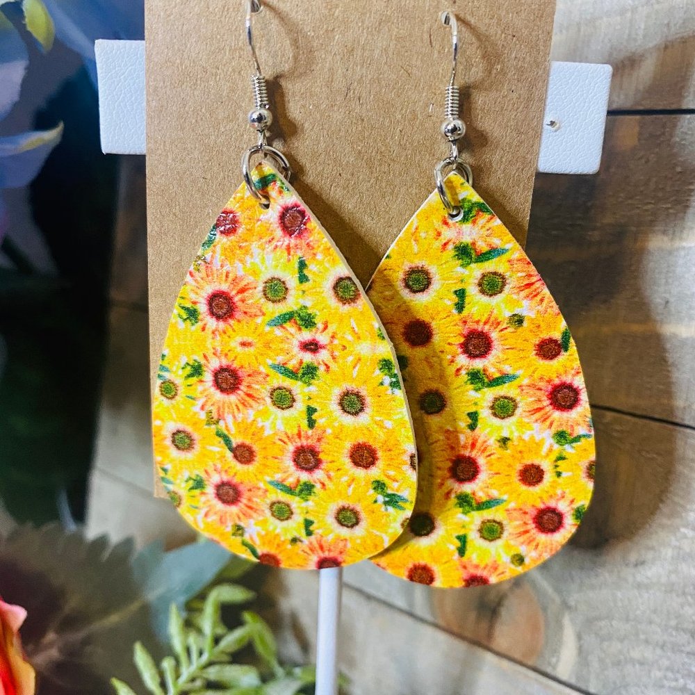 Sunflower Flower Floral Earrings Jewelry